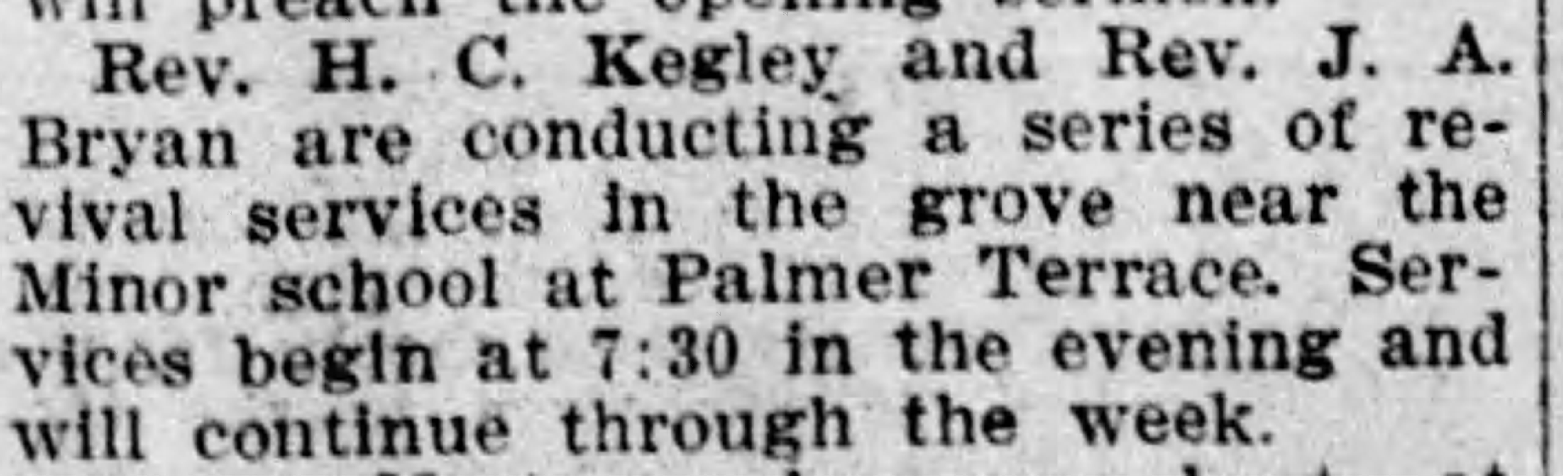 Revival Services by Minor School at Palmer Terrace, Ensley